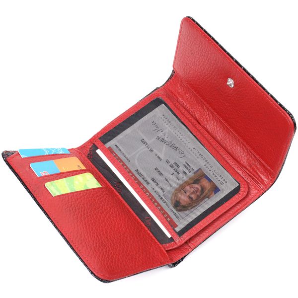 Лакований жіночий гаманець з монетницею із натуральної фактурної шкіри KARYA 21366 Чорний 21366 фото
