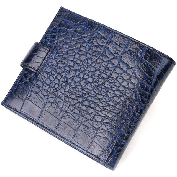 Стильний чоловічий гаманець горизонтального формату з натуральної шкіри з тисненням під крокодила CANPELLINI 21758 Синій 21758 фото