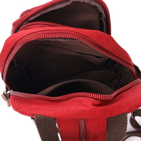 Компактный рюкзак из полиэстера с большим количеством карманов Vintage 22144 Бордовый 56780 фото