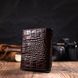 Фактурний чоловічий вертикальний гаманець із натуральної шкіри з тисненням під крокодила BOND 22003 Коричневий 22003 фото 8