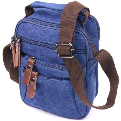 Практичная мужская сумка из плотного текстиля 21246 Vintage Синяя 21246 фото