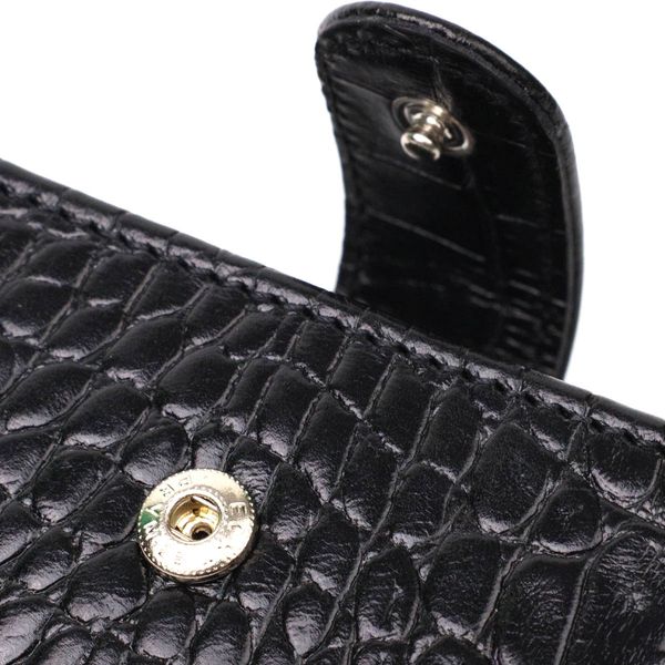 Чоловічий фактурний вертикальний гаманець із натуральної шкіри з тисненням під крокодила BOND 22004 Чорний 22004 фото