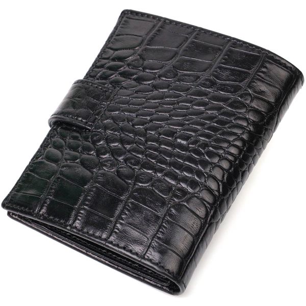 Чоловічий фактурний вертикальний гаманець із натуральної шкіри з тисненням під крокодила BOND 22004 Чорний 22004 фото