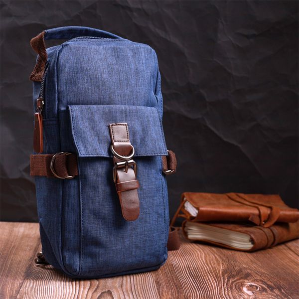 Цікава плечова сумка для чоловіків із щільного текстилю Vintage 22190 Синій 56825 фото