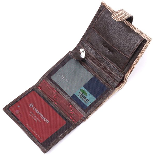 Гарний гаманець із натуральної фактурної шкіри KARYA 21041 Бежевий 21041 фото