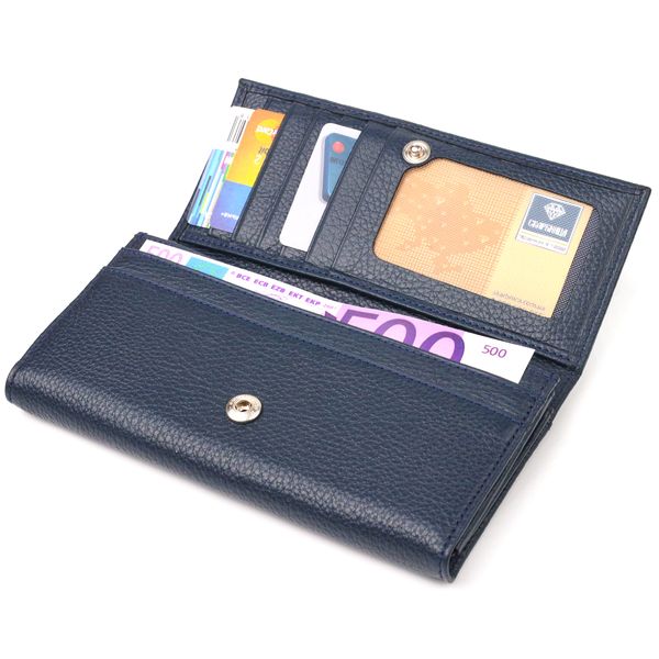 Практичний жіночий гаманець із натуральної зернистої шкіри CANPELLINI 21659 Синій 21659 фото