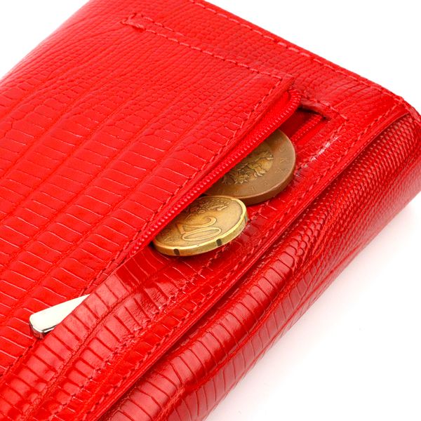 Місткий жіночий гаманець із фактурної натуральної шкіри з тисненням CANPELLINI 21709 Червоний 21709 фото