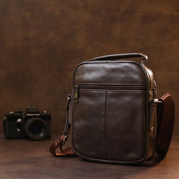 Кожаная практичная мужская сумка через плечо Vintage 20458 Коричневый 20458 фото