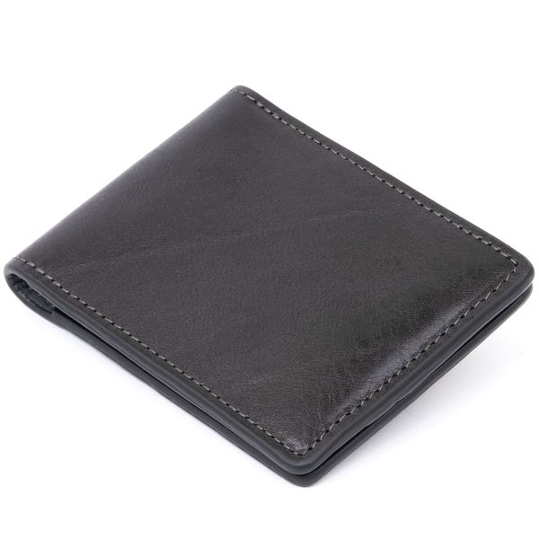 Стильное портмоне с зажимом для денег без застежки GRANDE PELLE 11295 Черное 11295 фото