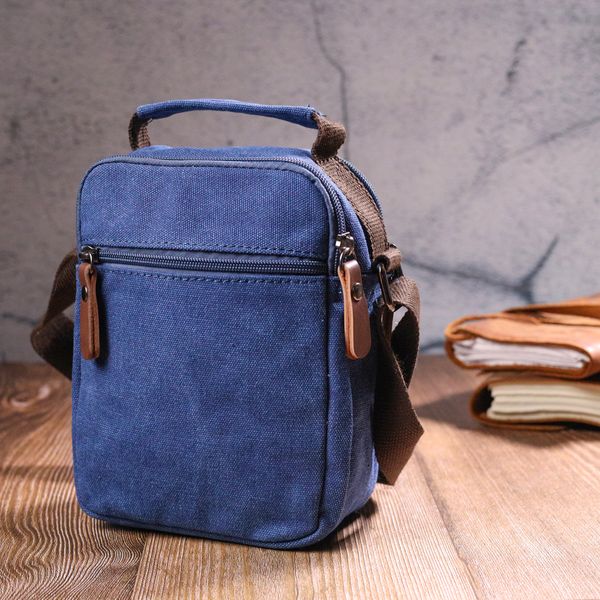 Практична чоловіча сумка із щільного текстилю 21246 Vintage Синя 21246 фото