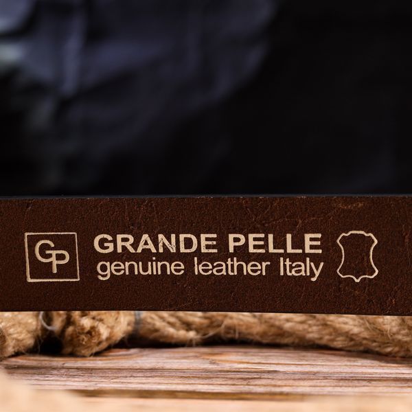 Стильный брючный мужской ремень из натуральной кожи Grande Pelle 21449 Коричневый 21449 фото