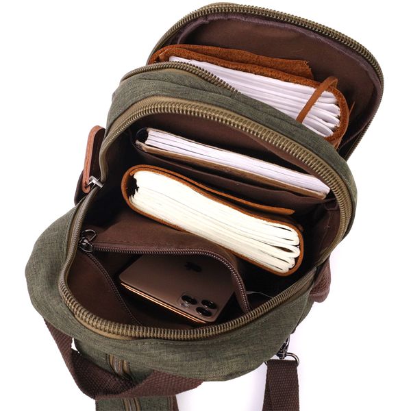 Практичный рюкзак из полиэстера с большим количеством карманов Vintage 22145 Оливковый 56781 фото