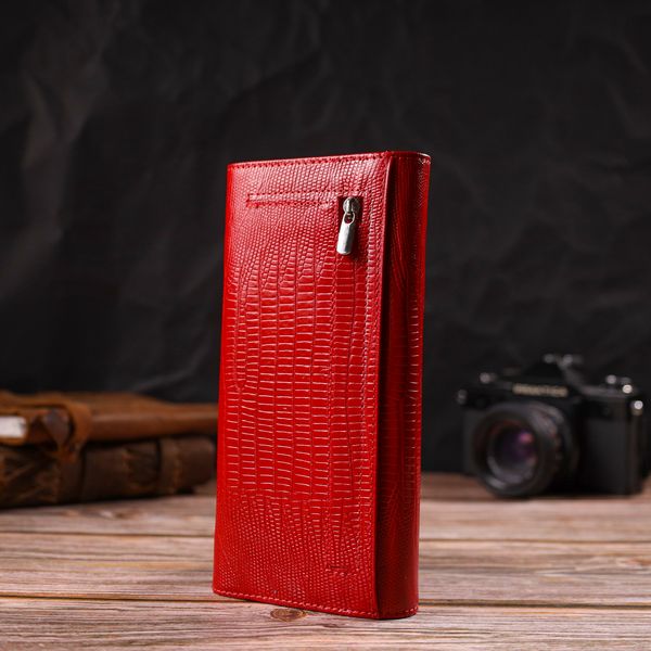 Місткий жіночий гаманець із фактурної натуральної шкіри з тисненням CANPELLINI 21709 Червоний 21709 фото