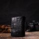 Чоловічий фактурний вертикальний гаманець із натуральної шкіри з тисненням під крокодила BOND 22004 Чорний 22004 фото 8