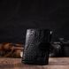Мужской фактурный вертикальный кошелек из натуральной кожи с тиснением под крокодила BOND 22004 Черный 22004 фото 7