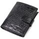 Чоловічий фактурний вертикальний гаманець із натуральної шкіри з тисненням під крокодила BOND 22004 Чорний 22004 фото 1