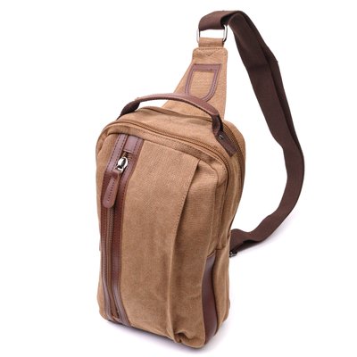 Вертикальная мужская сумка через плечо из плотного текстиля Vintage 22191 Коричневый 56826 фото