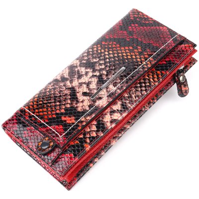 Яскравий жіночий горизонтальний гаманець із натуральної шкіри під рептилію KARYA 21092 Червоний 21092 фото