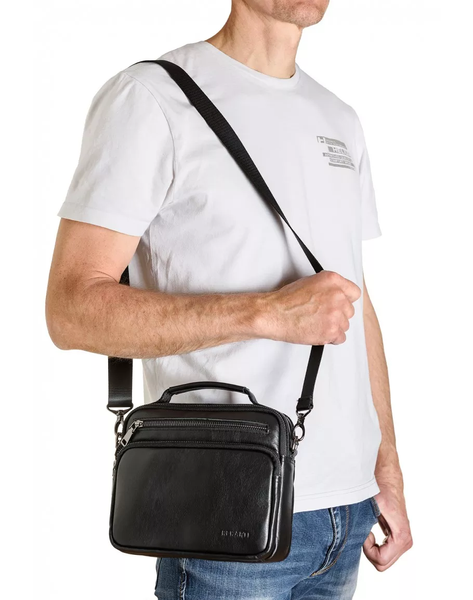 Барсетка - мужская сумка на плечо из натуральной кожи кожи REK-019 Vermont черная REK-019 Vermont фото
