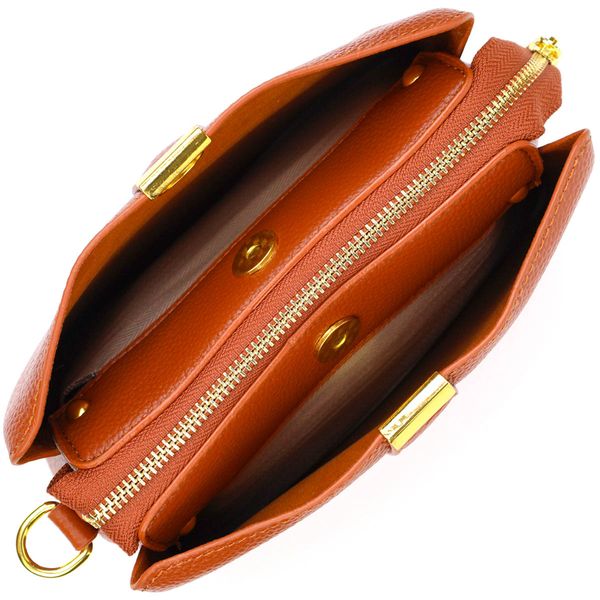 Стильна жіноча сумка на три відділення з натуральної шкіри 22105 Vintage Руда 56306 фото