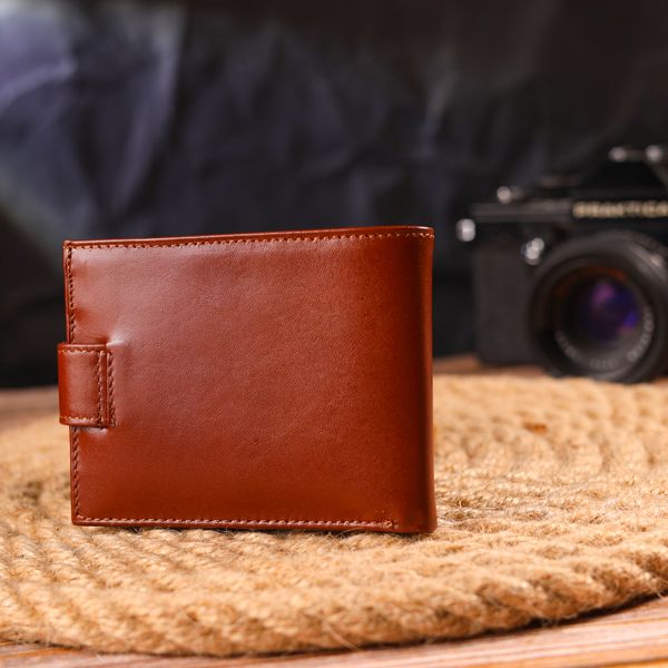 Компактний чоловічий гаманець із натуральної гладкої шкіри CANPELLINI 21508 Світло-коричневий 21508 фото