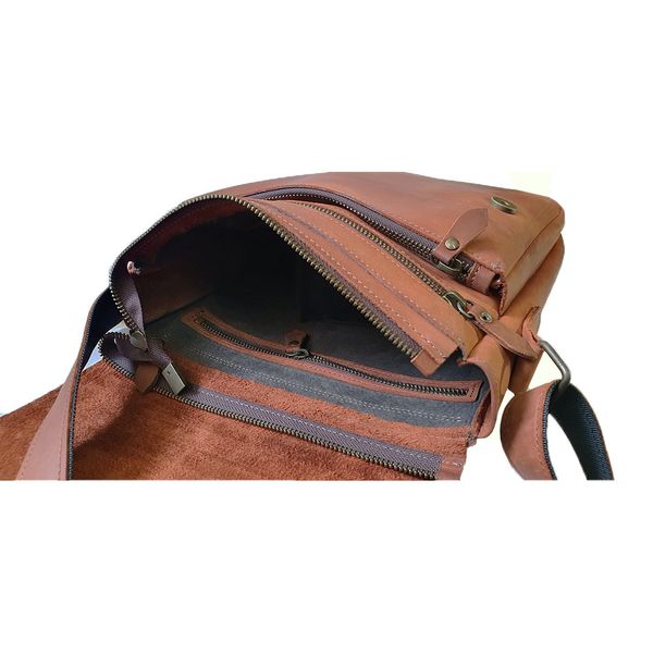 Большая кожаная мужская сумка на плечо SGE AR 002 con рыжий AR 002 con фото