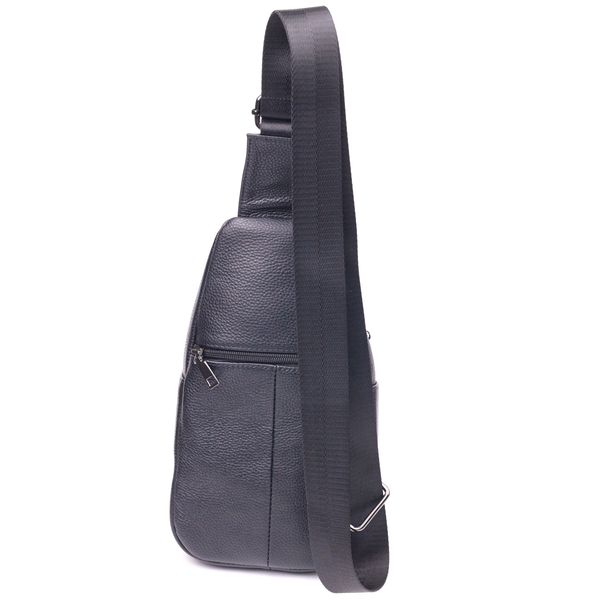 Чоловіча сумка слінг із натуральної фактурної шкіри 21400 Vintage Чорний 55189 фото