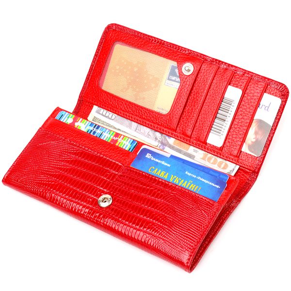 Лакований гаманець для жінок із натуральної фактурної шкіри CANPELLINI 21609 Червоний 21609 фото