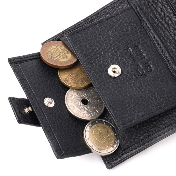 Функціональний вертикальний невеликий чоловічий гаманець із зернистої шкіри KARYA 20992 Чорний 20992 фото