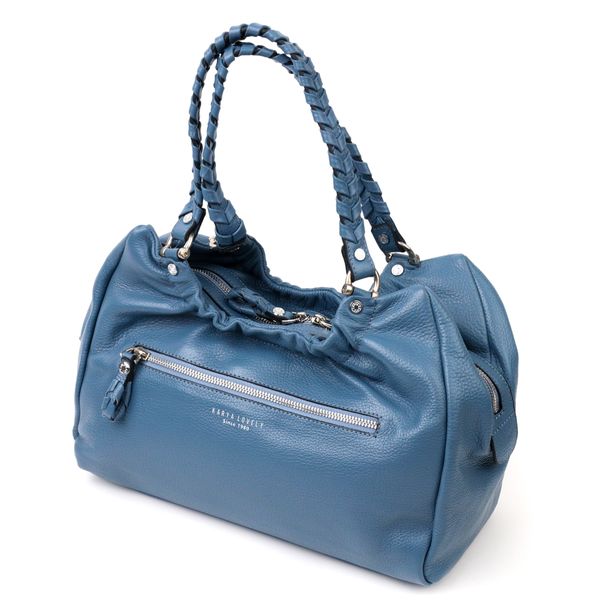 Необычная женская сумка с ручками KARYA 20842 кожаная Синий 20842 фото