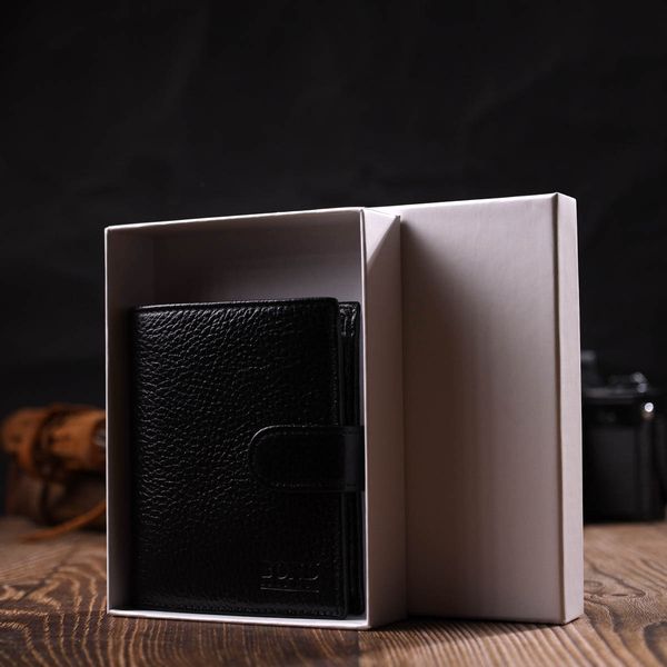 Мужской компактный вертикальный кошелек из натуральной кожи флотар BOND 22005 Черный 22005 фото