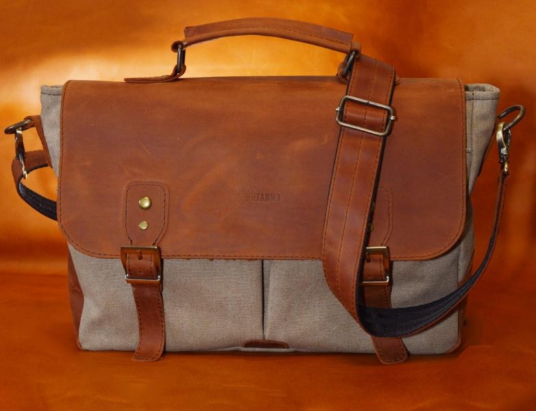 Чоловіча сумка-портфель з канвасу та шкіри RBcs-3960-3md TARWA RBcs-3960-3md фото