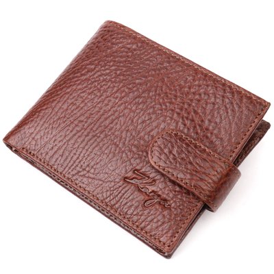 Практичний чоловічий гаманець з хлястиком із натуральної шкіри KARYA 21075 Світло-коричневий 21075 фото