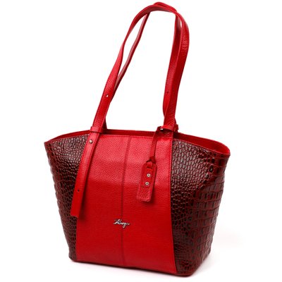 Деловая женская сумка с ручками KARYA 20875 кожаная Красный 52870 фото