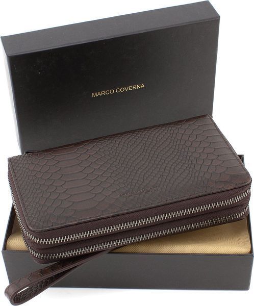 Коричневий чоловічий клатч зі шкіри під рептилію Marco Coverna 086-5902C Brown 086-5902C Brown фото
