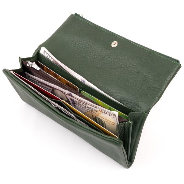 Клатч конверт з кишенею для мобільного шкіряний жіночий ST Leather 19270 Зелений 19270 фото