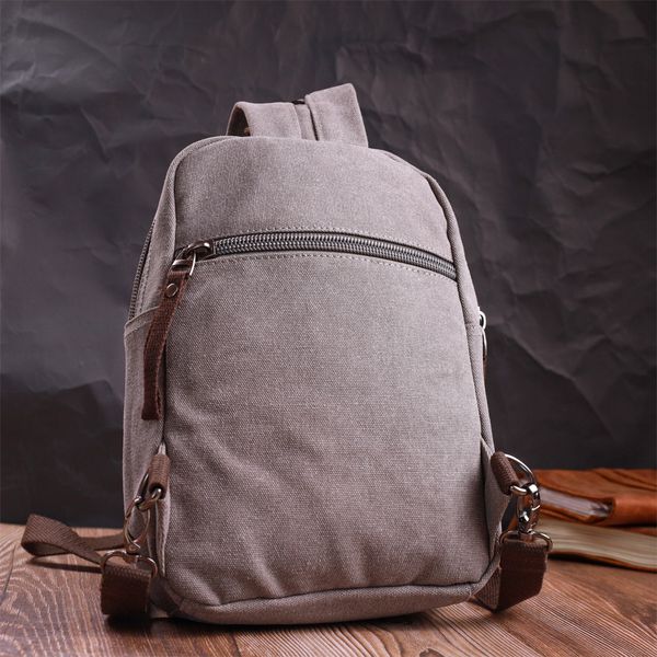 Оригинальная сумка-рюкзак с двумя отделениями из плотного текстиля Vintage 22161 Серый 56797 фото