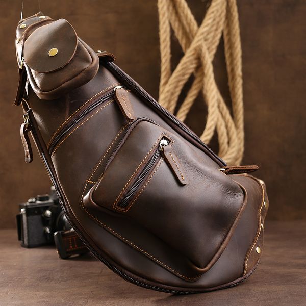 Кожаная мужская винтажная сумка через плечо Vintage 20373 Коричневый 50084 фото