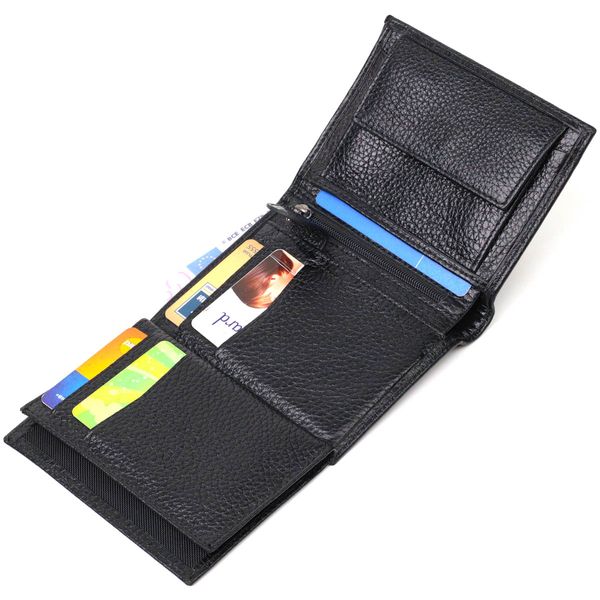Небольшой мужской бумажник из натуральной зернистой кожи без застежки BOND 21988 Черный 21988 фото