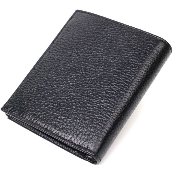 Невеликий чоловічий гаманець із натуральної зернистої шкіри без застібки BOND 21988 Чорний 21988 фото