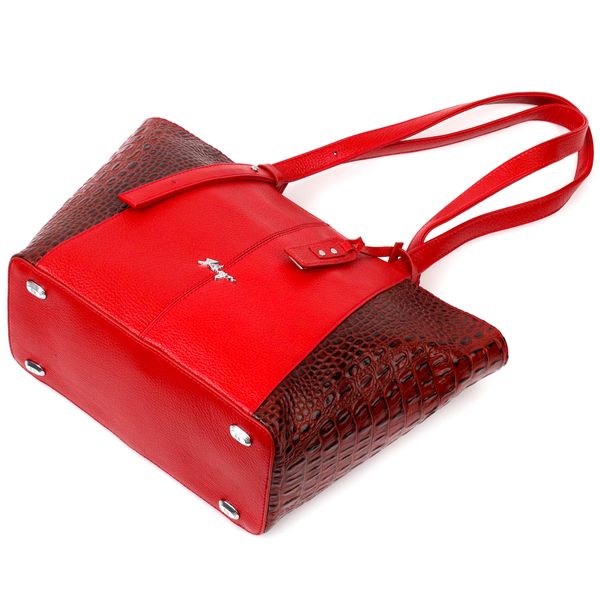 Деловая женская сумка с ручками KARYA 20875 кожаная Красный 52870 фото