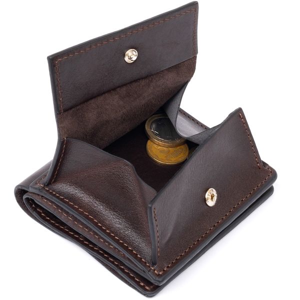 Вертикальне глянсове портмоне з накладною монетницьою GRANDE PELLE 11330 Шоколадне 11330 фото