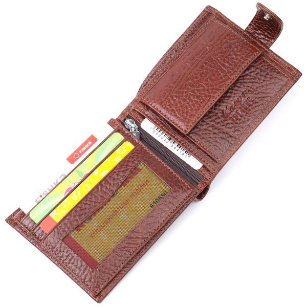 Практичний чоловічий гаманець з хлястиком із натуральної шкіри KARYA 21075 Світло-коричневий 21075 фото