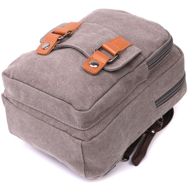 Оригінальна сумка-рюкзак з двома відділеннями із щільного текстилю Vintage 22161 Сірий 56797 фото