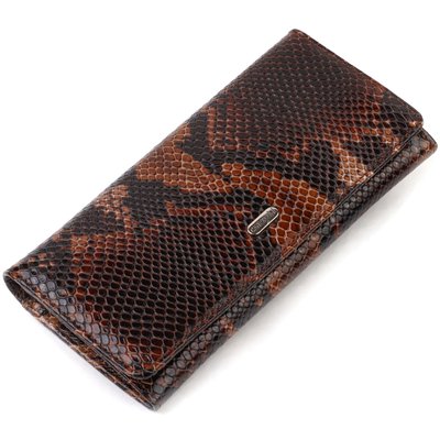 Лакований жіночий гаманець із фактурної натуральної шкіри з тисненням під змію CANPELLINI 21711 Коричневий 21711 фото