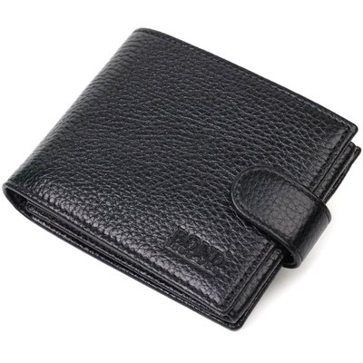 Чоловічий компактний горизонтальний гаманець із натуральної шкіри флотар BOND 22006 Чорний 22006 фото