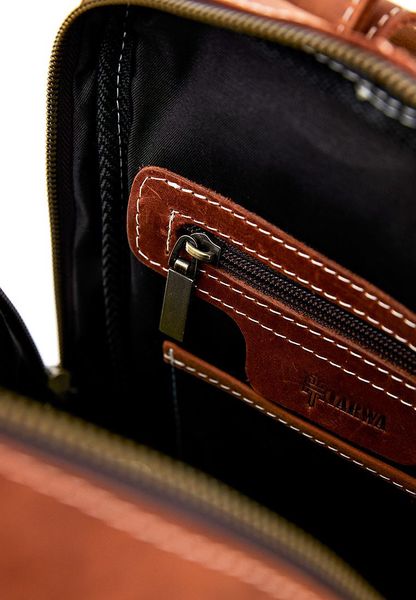 Женский коричневый кожаный рюкзак TARWA RB-2008-3md среднего размера RB-2008-3md фото