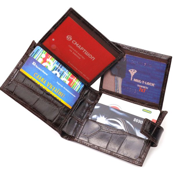 Чоловічий компактний гаманець із натуральної фактурної шкіри CANPELLINI 21509 Коричневий 21509 фото