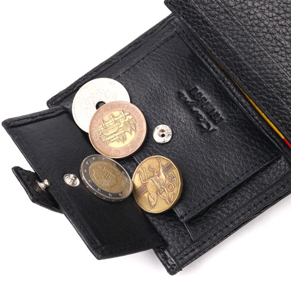 Практичний вертикальний невеликий чоловічий гаманець із фактурної шкіри KARYA 20993 Чорний 20993 фото