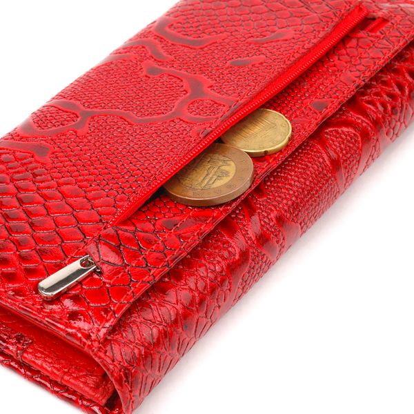 Яскравий лакований гаманець для жінок із натуральної фактурної шкіри CANPELLINI 21610 Червоний 21610 фото